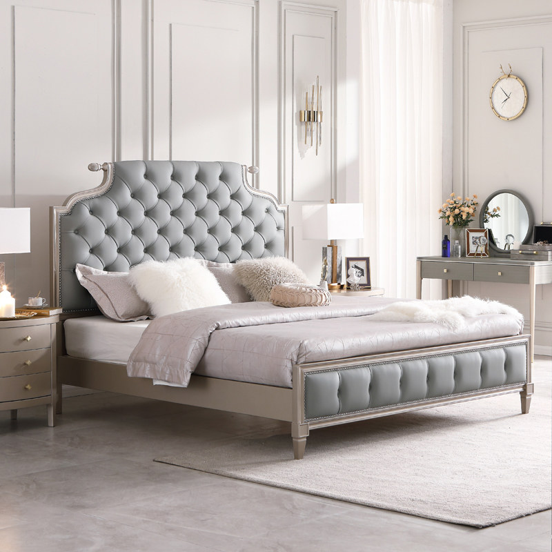 American light luxury modern minimal skin soft - leather backpack backward - leather bed master bedroom 1 8 m wedding bed