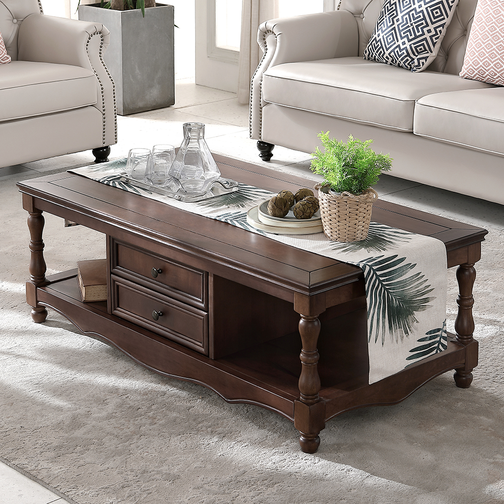 American Solid Wood Tea Table Retro Living Room Small Meme Furniture Full Wood American Countryside Tea Table TV Cabinet Composition Suit