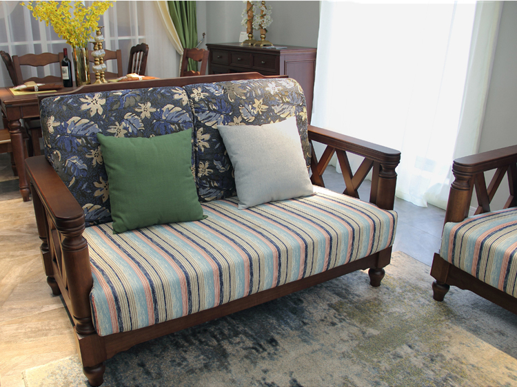 kết hợp Mỹ rắn vải sofa gỗ 123 nhỏ kiểu Mỹ đồ nội thất mộc mạc gia đình nhỏ của ba sofa retro - Ghế sô pha mẫu sofa nỉ đẹp hiện đại