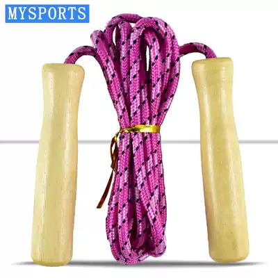 Wooden handle skipping rope cotton linen rubber rope indoor male professional fitness Women Sports children rope primary and secondary school students count skipping rope