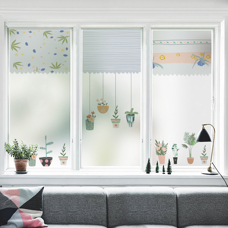 Window stickers cellophane bathroom frosted light-transmitting opaque stickers shading powder room kitchen anti-penetration stickers window grilles