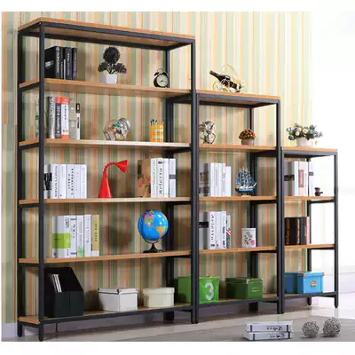Simple steel and wood bookshelf shelf Multi-layer floor-to-ceiling dormitory children's storage storage shelf Simple modern student bookcase