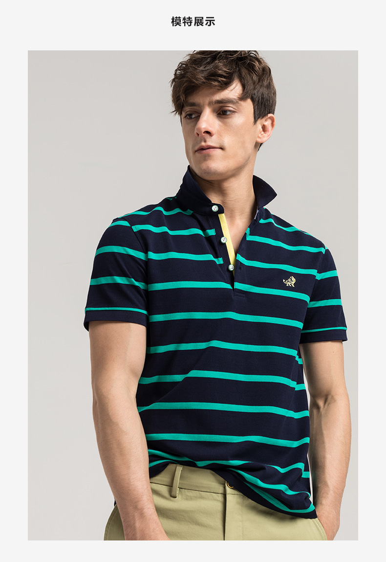 GYgoldlion / GY quần áo polo nam ngắn tay thủy triều cotton mới sọc áo thun aso polo