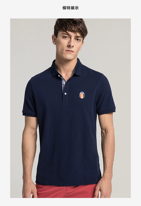 GYgoldlion Jinlilai GY quần áo ngắn tay áo polo nam thanh niên thêu tiêu chuẩn thời trang giản dị ve áo T-Shirt triều