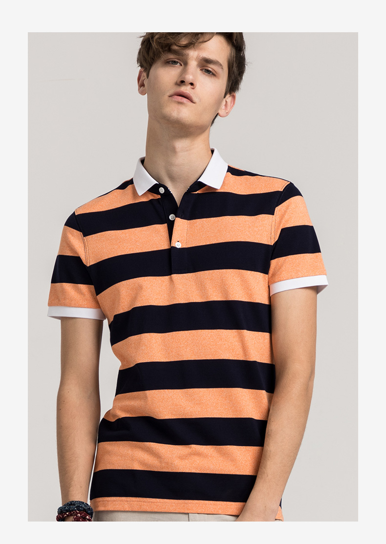 GYgoldlion / Quần áo GY tay ngắn POLO nam thanh niên hè mới sọc nửa áo polo áo thun polo