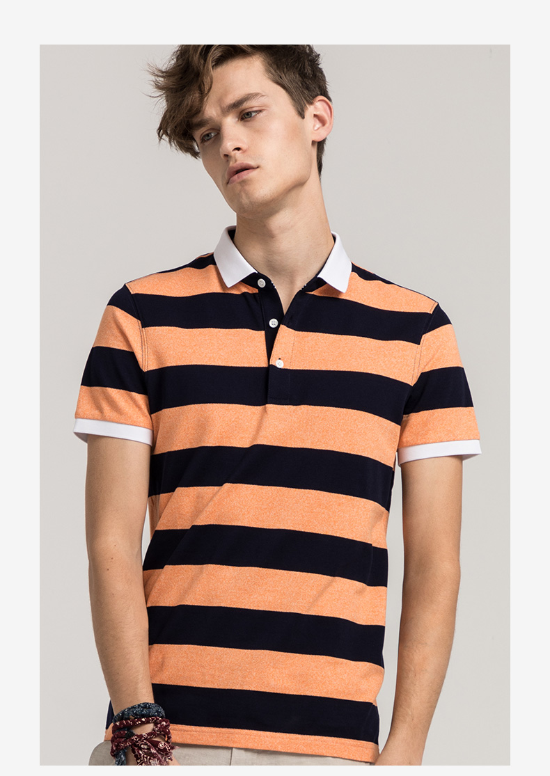 GYgoldlion / Quần áo GY tay ngắn POLO nam thanh niên hè mới sọc nửa áo polo áo thun polo