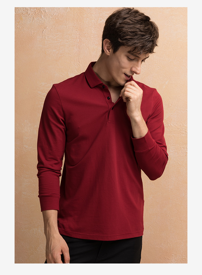 Jinlilai GY áo dài tay polo nam dài tay xu hướng thêu tiêu chuẩn áo thun giản dị mùa thu áo thun dài tay mới áo thun cotton nam