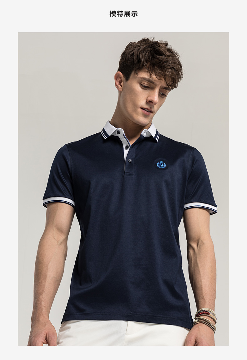 GYgoldlion Jinlilai GY quần áo ngắn tay POLO nam thanh niên ngực thêu tiêu chuẩn casual bông ve áo T-Shirt