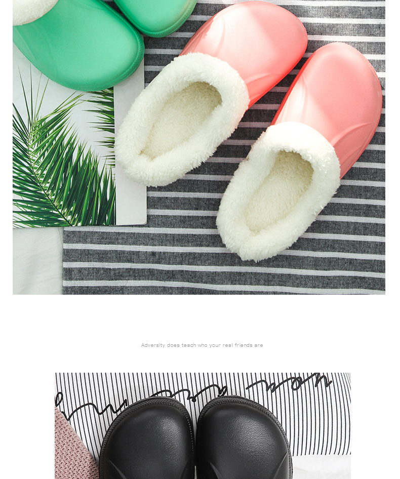 Đôi dép bông mùa đông nam và nữ Baotou dày đáy mùa đông ấm áp dễ thương nhà sang trọng giày cotton trong nhà - Trang chủ dép mang ở nhà