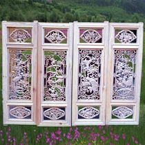 Flat-open retro solid wood log antique windows hollow Chinese courtyard home set carved spring summer autumn and winter windows