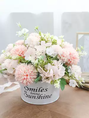 Nordic high-end hug bucket simulation flower rose hydrangea fake flower window ornaments Valentine's Day gift Mother's Day