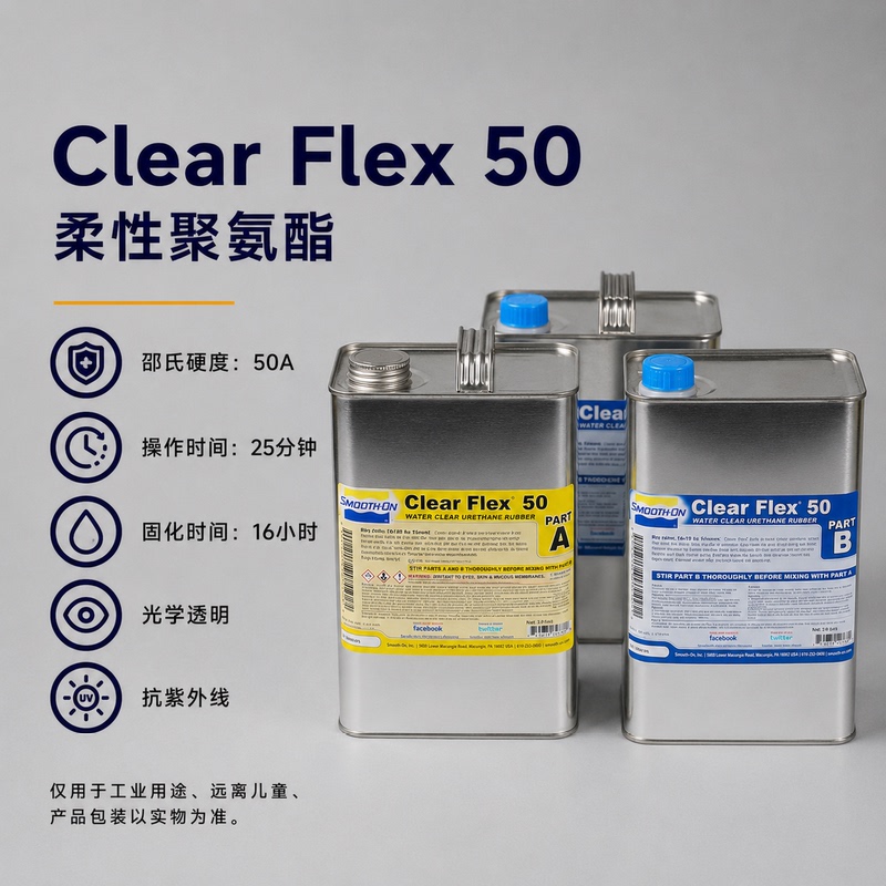 Officially Authorized Distributor of Smooth-On in the United States, Clear Flex 50 Flexible Polyurethane