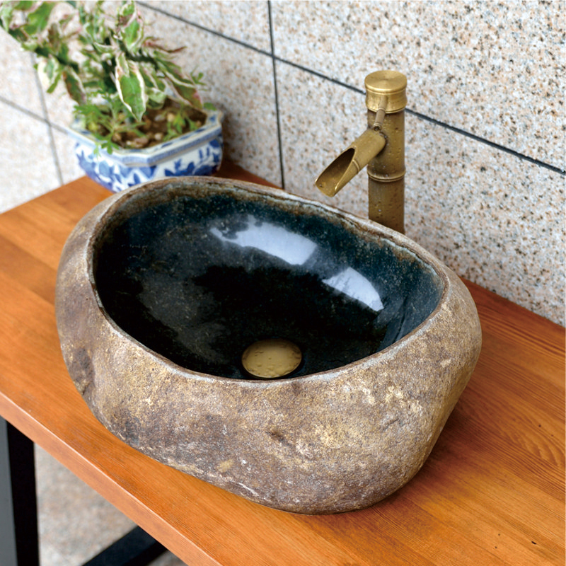 Rough cobblestone whole stone wash wash wash basin pool vintage art beauty Japanese style countertop basin outdoor yard pool