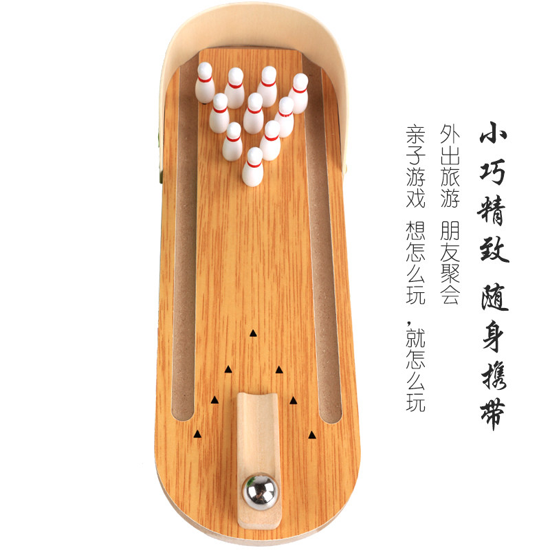 Puzzle Wooden Mini Bowling Parenting Interactive Tabletop Games Seniors Casual Decompression Indoor Toy Gift
