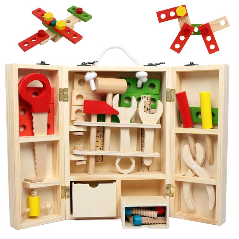 Christmas gift wooden simulation maintenance children's toolbox baby children play home wine toy set boy