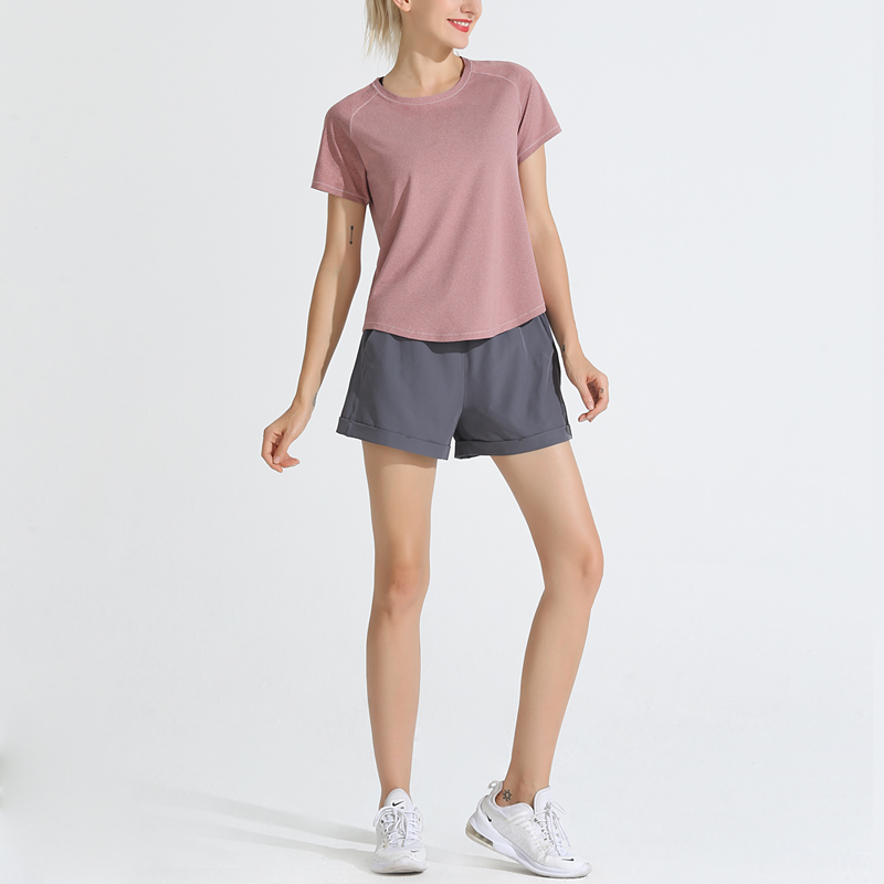 Taxing exercise T-shirt short sleeve high-pop yoga tops gym running speed dried training suit summer