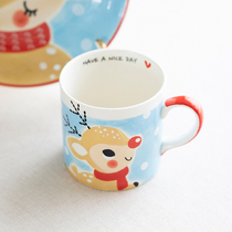 PAGOO Thai Imported Cartoon Children Ceramic Water Cup Mark Cup Cute Creative Milk Cup Cup Breakfast Cup