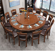Solid wood dining table and chair combination new Chinese oak soft by round round table household 10 people with turntable rice table