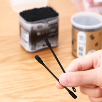 Japanese ear cotton swab double head black spiral head makeup beauty fine shaft cotton swab ear cleaning cotton swab box box