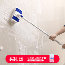 Japan AISEN toilet wall brush telescopic bath cylinder brush cleaning tile brush bathroom brush long handle floor brush