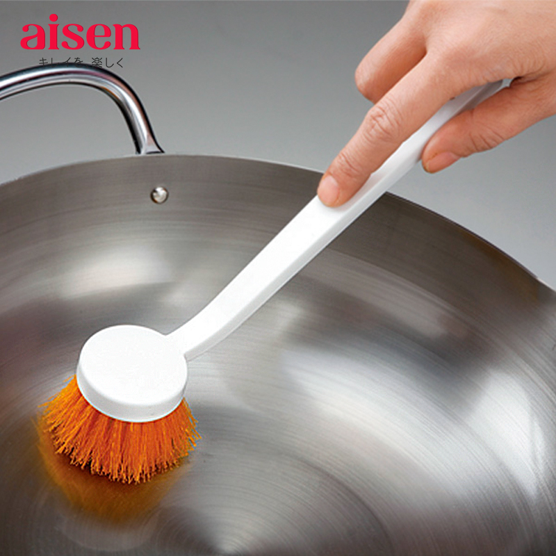 Japan AISEN kitchen brush pot artifact dish brush long handle washing pot brush decontamination household degreasing cleaning brush