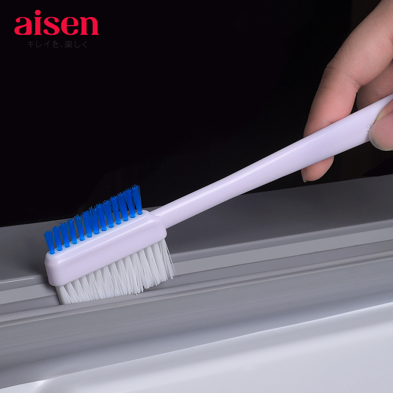 Japan AISEN toilet groove cleaning brush Household gap brush Double-headed window sill window groove screen curtain brush with storage box