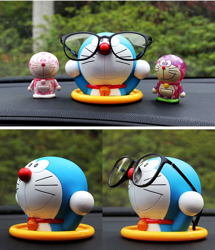 Phim hoạt hình xe jingle mèo con đồ trang trí xe màu xanh kính béo clip kính mát gương xe máy mèo xanh khung - Kính khung