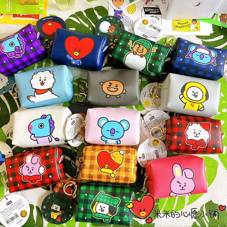 Clear Cabin Special Price Korea BT21 Paparazzi Mini Makeup Bag Leather Handbag Zero Money Ornament Containing Hook