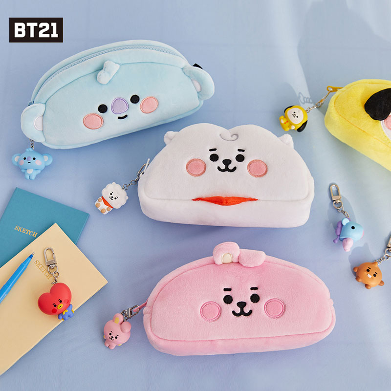 South Korea BT21 Baby plush pen bag stationery bag Makeup Accessories Containing Bag Car Key Button Paparazzi Pendants