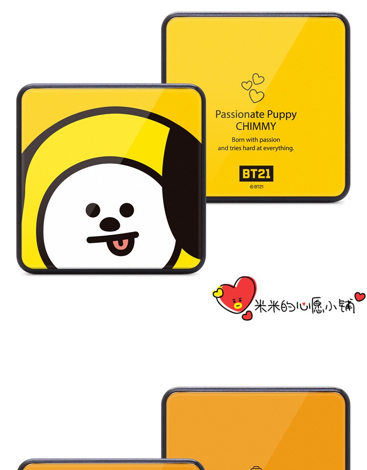Đài Loan BTS nhóm chống đạn BT21 mặt kính cường lực sạc điện thoại di động 10000 mAh với dây đeo cổ tay - Ngân hàng điện thoại di động sac du phong chinh hang