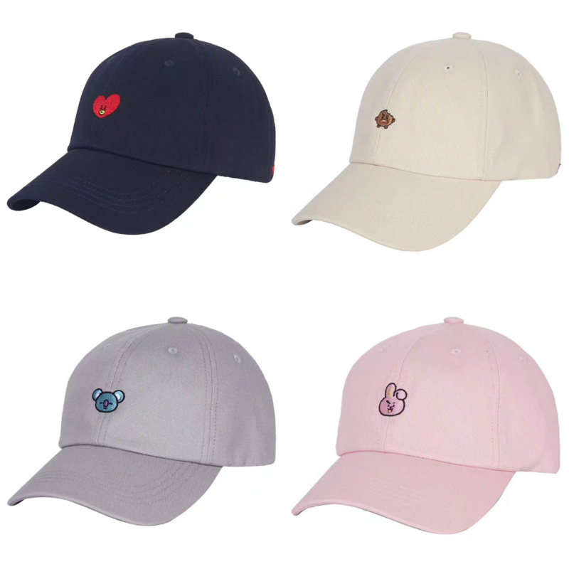 South Korea BT21 x SPAO Public Tsai Embroidery Baseball Cap Duck Tongue Cap Sport 100 Hitch Sun Hat