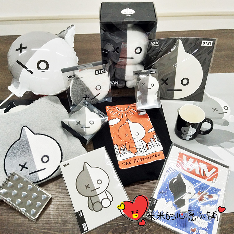 Korea BT21 Five Fold Clear Cabin VAN Doll Zero Money Card Bag Water Cup Subslide Mouse Pad Notepad Notebook