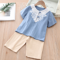 Childrens Hanfu Mens Baby Tang suit Summer Short Sleeve Cotton and Linen Children Ethnic Style Kindergarten Boys Hanfu