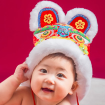 Chinese style Tiger head hat 2020 winter plus cotton traditional embroidery baby handmade tiger hat New year hat