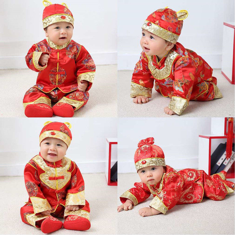 Children's tang dress Chinese style baby year-old 100 days to catch Zhou clothing men and women children and infants spring and autumn dress suit