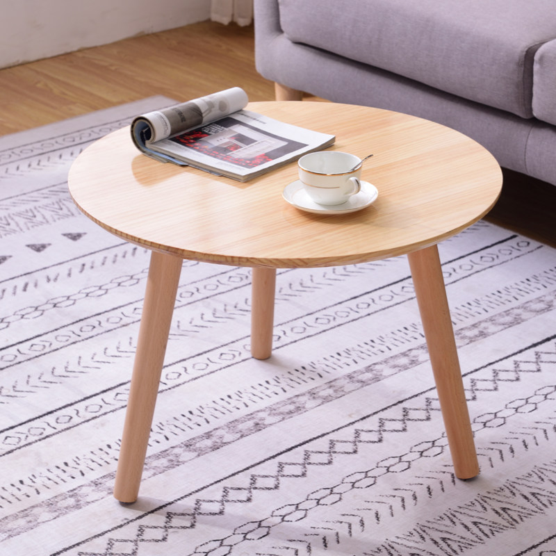 Nordic solid wood round coffee table simple ins style small apartment living room creative leisure small table low table small coffee table