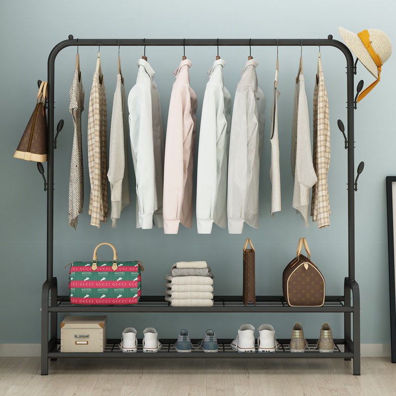 Clothes rack floor-to-ceiling folding indoor single-bar bedroom household clothes rack coat rack simple clothes drying rack