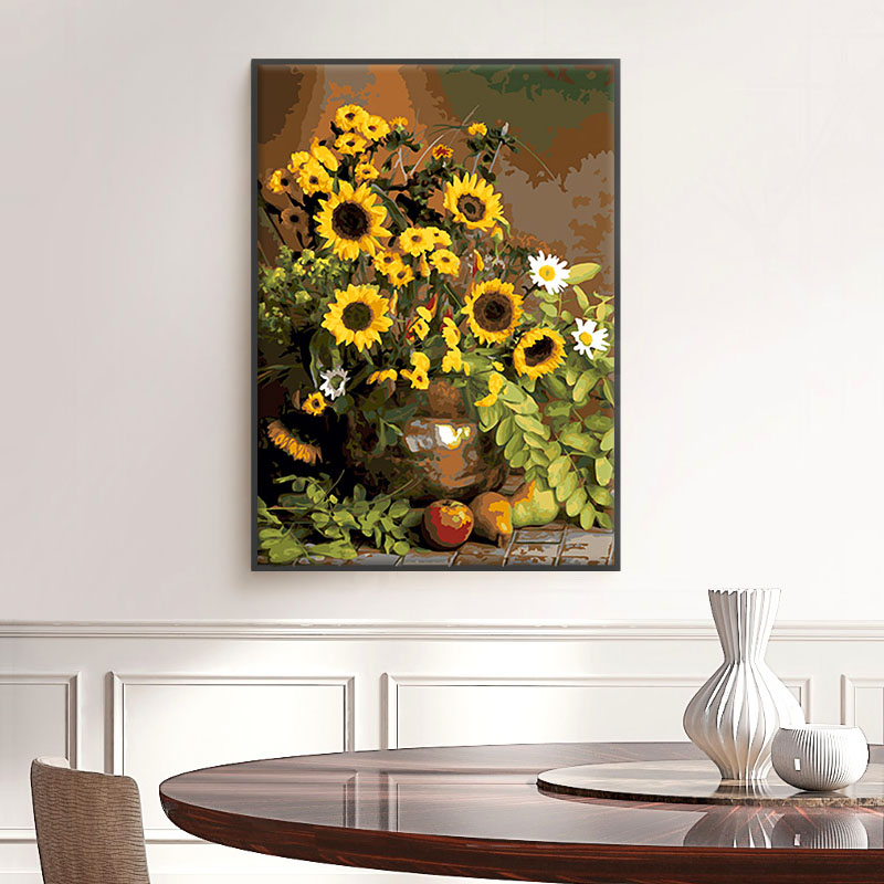 Self-painting diy digital oil painting hand-painted porch aisle hand-painted filling oil painting live like summer flowers