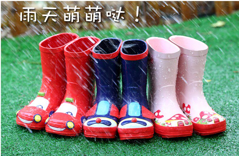 hugmii child rain shoes rain boots boy girl baby girl child cartoon stereostyled rubber non-slip water shoes