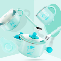 zolitt water insulation bowl childrens tableware baby baby anti-drop bowl supplementary food bowl suction bowl suction bowl fork spoon set