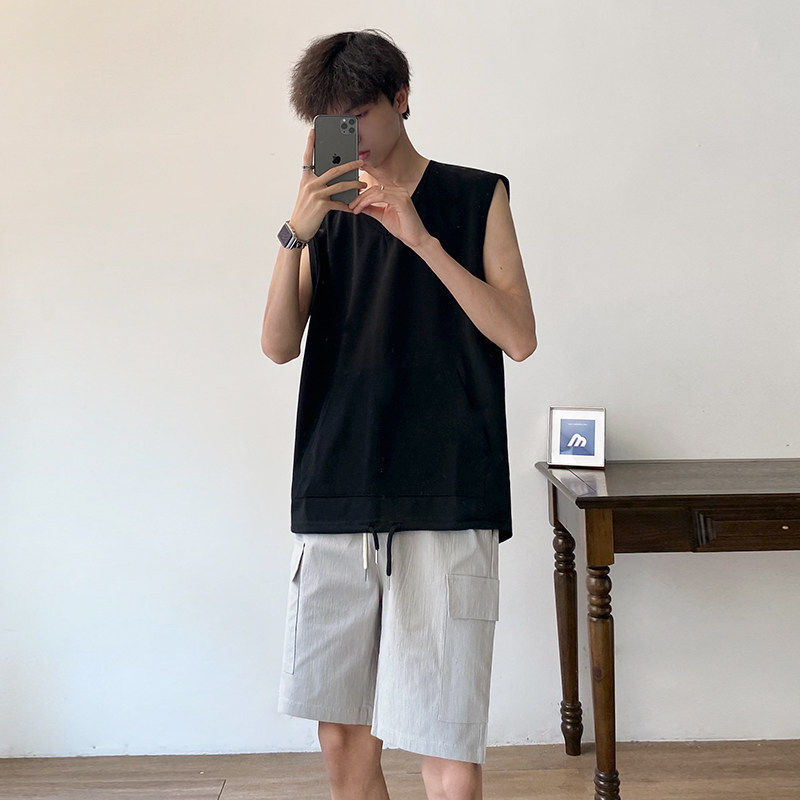 2021夏季男士针织背心韩版潮流百搭宽松马甲无袖--p50