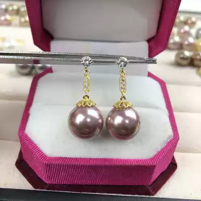 New female S925 silver diamond short natural seawater female shellfish ball earrings earrings earrings ear pin non-cultured pearl