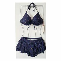 Three-piece bikini small chest gathered thin swimsuit retro big chest sexy split swimsuit female YZ5097