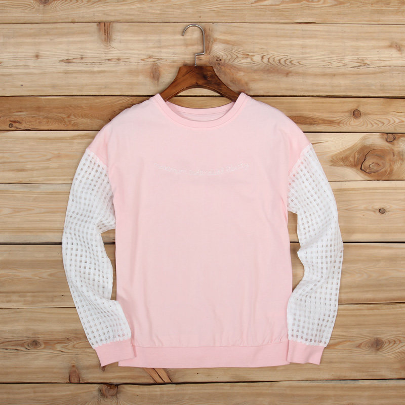 2022 special cabinet tail single spring women's pink pure cotton round collar T-shirt student body dress sanitary coat with bottom blouse