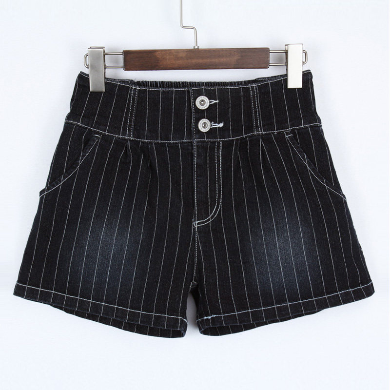 Super-valued foreign trade spring and summer new black denim shorts women tightness waist loose elastic hot pants students 100 hitch