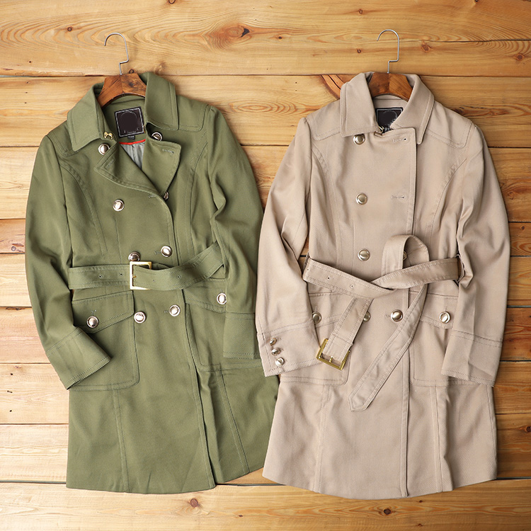 Foreign Trade Tail single Korean version Spring commuter retro Classic Style Classic double-row buttoned windweaters women's medium long version of large dress women's clothing jacket