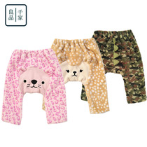 (In the library) Japanese thousand fun X baby coral velvet pants baby plus velvet soft home pants trousers big pp pants