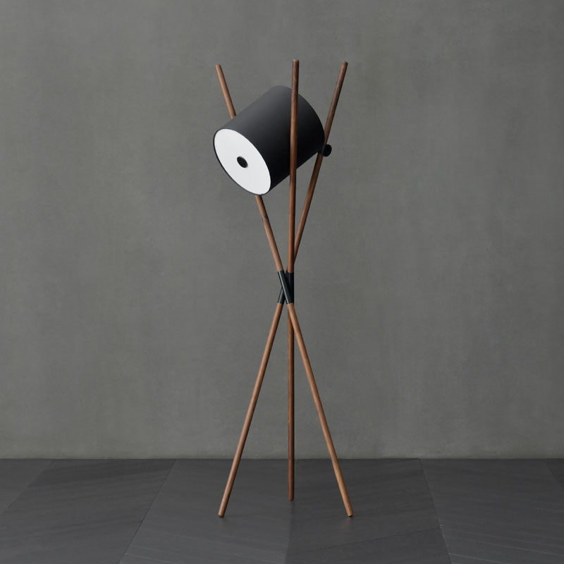 Nordic Danish Style Living Room Tea Table Sofa Floor Lamp Pole Minimalist Minima Bedroom Bedside Walnut Wood LED Floor Lamp