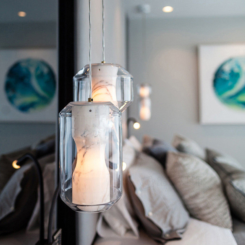 Nordic original marble chandelights Danish Bedroom Bedroom headlights postmodern extremely minimalist dining table Tables Hanging Lamps