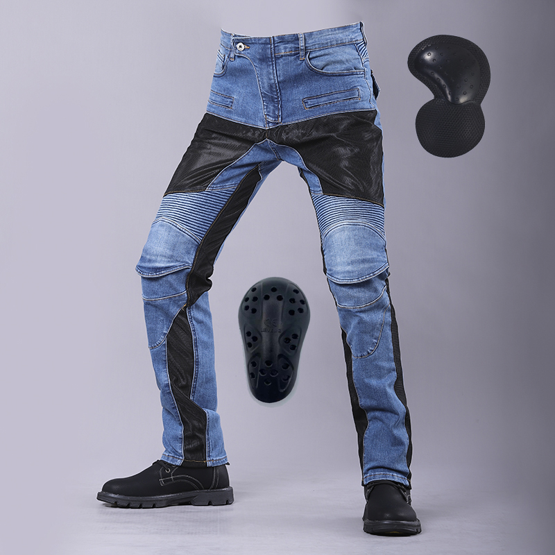 PK 719 Ferris riding jeans Body Stretch Summer Mesh Breathable Locomotive Anti-Fall Pants male and female